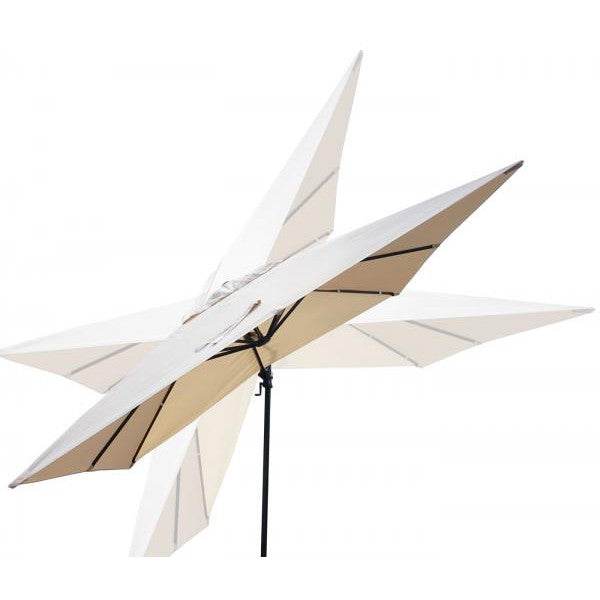 Gastronomie-Ampelschirm HWC-A96, 3x3m (Ø4,24m) schwenkbar, Polyester Alu/Stahl 23kg ~ creme mit Ständer, drehbar - Palo24