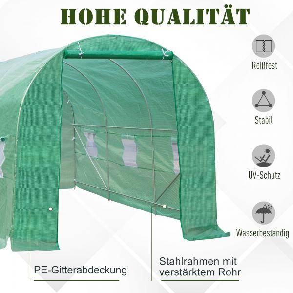 Foliengewächshaus Treibhaus Frühbeet 4,5 x 2 x 2 m | Grün - Palo24