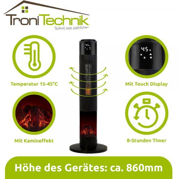 Turm-Keramikheizer 2-Stufig 1000 / 2000 Watt 2kW TT-KH-073 - Palo24