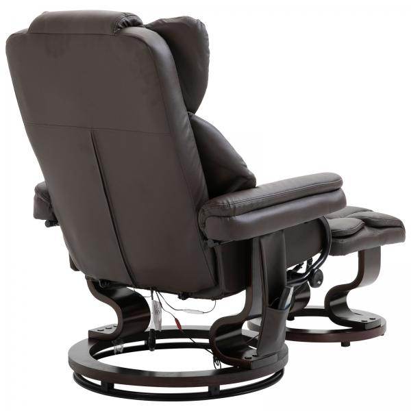 Massagesessel Relaxsessel mit Fußhocker Heizfunktion Kunstleder Braun - Palo24