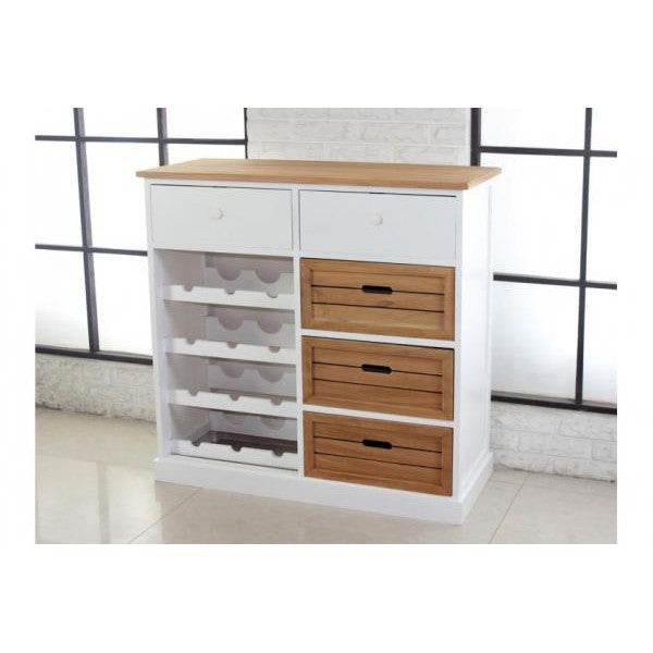 Weinregal, Kommode Flaschenregal mit Schubladen, Landhausstil - Palo24