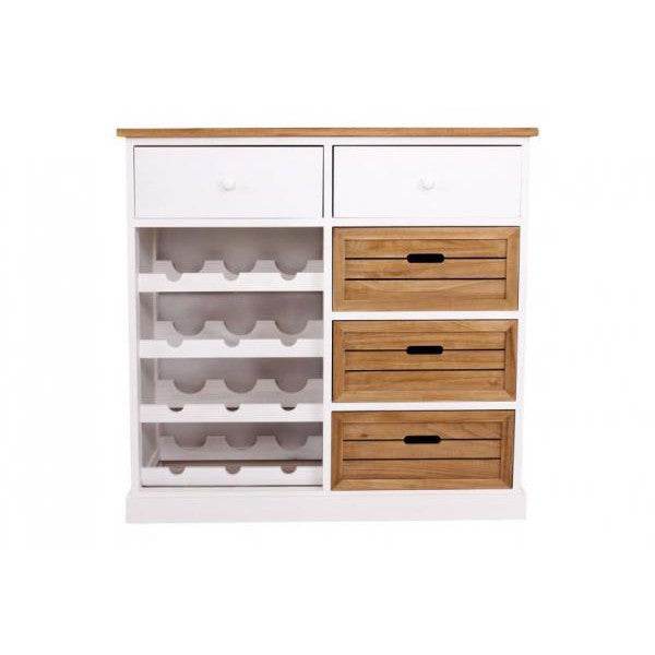 Weinregal, Kommode Flaschenregal mit Schubladen, Landhausstil - Palo24