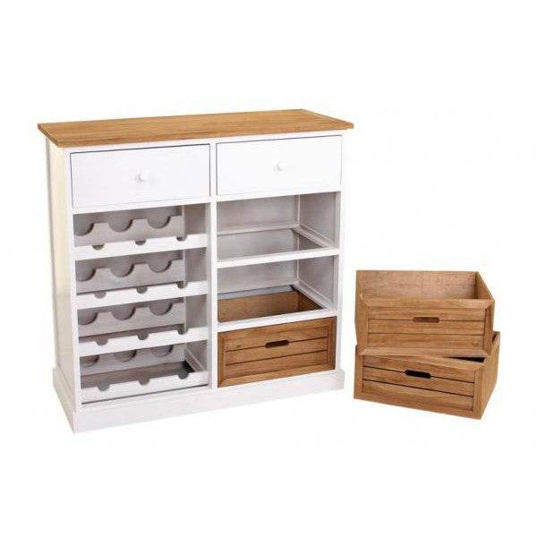 Weinregal, Kommode Flaschenregal mit Schubladen, Landhausstil - Palo24