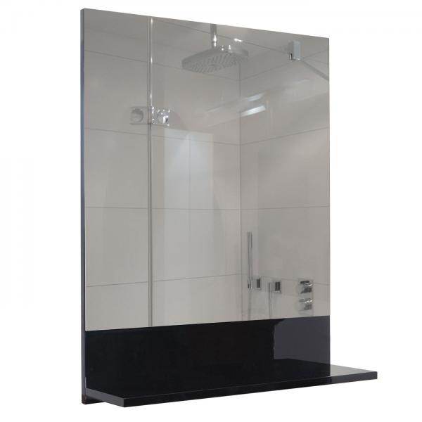 Badezimmerset HWC-B19, Waschtisch Wandspiegel 2x Hängeschrank, hochglanz ~ schwarz - Palo24