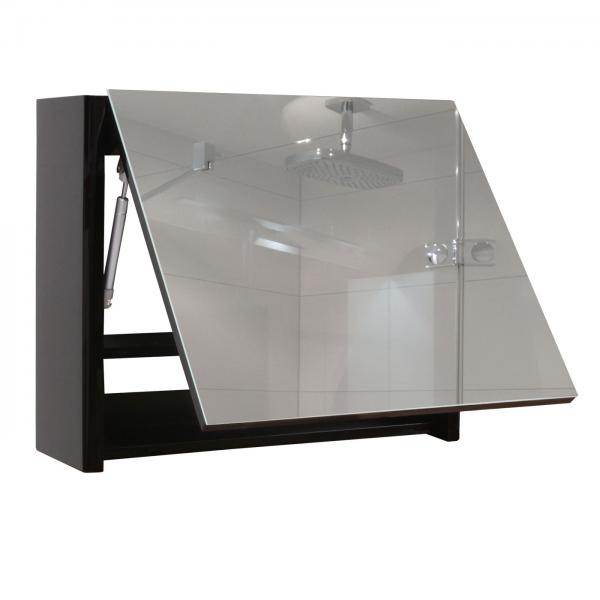 Badezimmerset HWC-B19, Waschtisch Spiegelschrank Hängeschrank, hochglanz ~ schwarz - Palo24