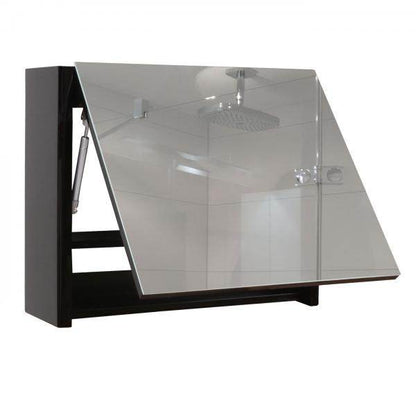 Badezimmerset HWC-B19, Waschtisch Spiegelschrank Hängeschrank, hochglanz ~ schwarz - Palo24