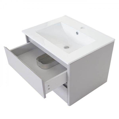 Badezimmerset HWC-B19, Waschtisch Spiegelschrank Hängeschrank, hochglanz ~ grau - Palo24