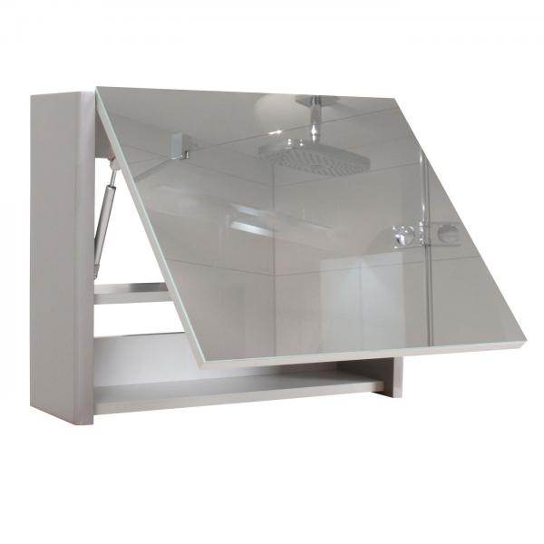 Badezimmerset HWC-B19, Waschtisch Spiegelschrank Hängeschrank, hochglanz ~ grau - Palo24