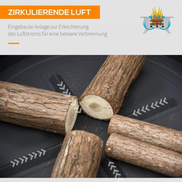 Feuerschale Feuerkorb mit Funkenschutz Grillrost Garten BBQ Schwarz+Braun - Palo24