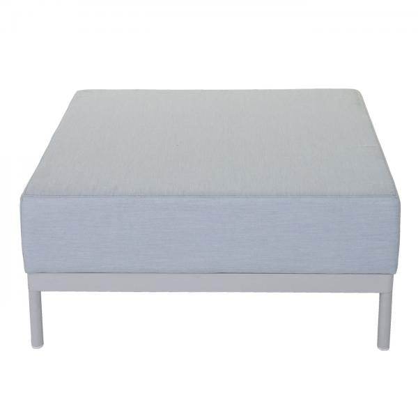 Alu-Garten-Garnitur HWC-C47, Sofa, Outdoor Stoff/Textil ~ blau mit Ablage, Kissen braun - Palo24