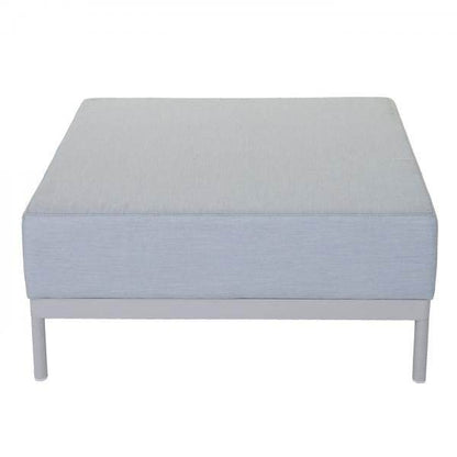 Alu-Garten-Garnitur HWC-C47, Sofa, Outdoor Stoff/Textil ~ blau mit Ablage, Kissen braun - Palo24