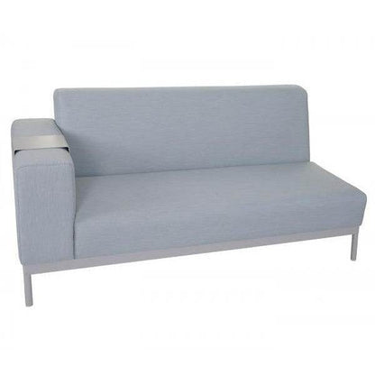 Alu-Garten-Garnitur HWC-C47, Sofa, Outdoor Stoff/Textil ~ blau mit Ablage, Kissen braun - Palo24