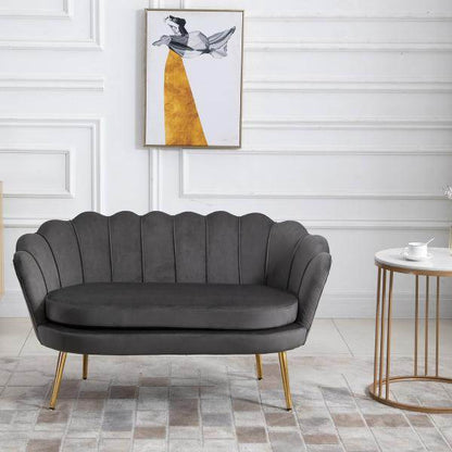 2-Sitzer Loungesofa Grau Messing 130 cm x 63 cm x 73 cm - Palo24