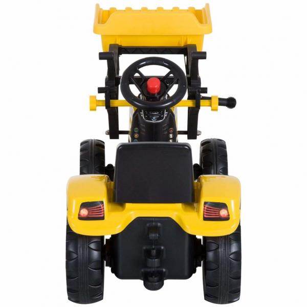 Tretauto Traktor mit Fontlader ab 3 Jahre Schwarz+Gelb - Palo24