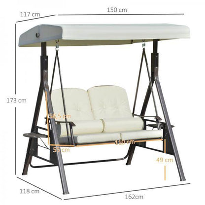 2-Sitzer Hollywoodschaukel Gartenschaukel mit Sonnendach Kissen Metall Polyester Beige - Palo24