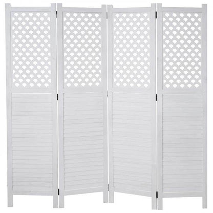 Paravent HWC-A84, Raumteiler Trennwand Sichtschutz, Ornamente 170x161cm ~ weiß - Palo24