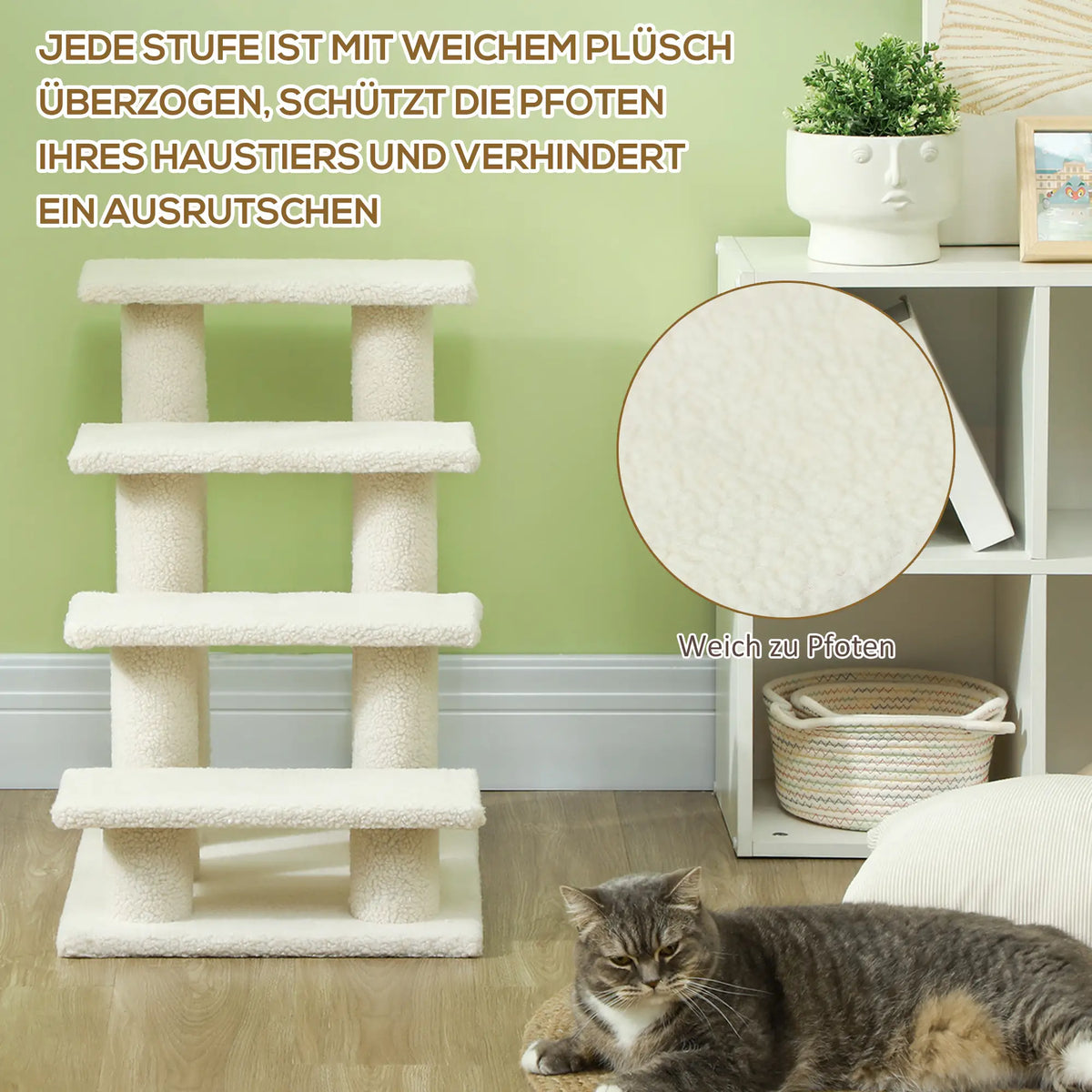 Tiertreppe Katzentreppe Hundetreppe 4 Stufen Beige