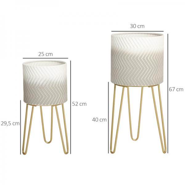 Set aus 2 Blumenständern, dekoratives Design, Metallrahmen, 30 x 30 x 67 cm - Palo24