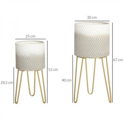Set aus 2 Blumenständern, dekoratives Design, Metallrahmen, 30 x 30 x 67 cm - Palo24