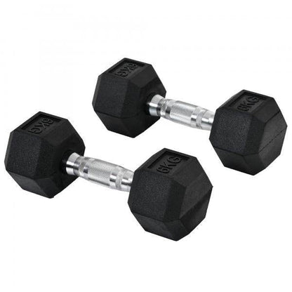 2er-Set Gummi-Hantel Fitness Hantel Kurzhantel Metall Gummi schwarz 6 KG - Palo24