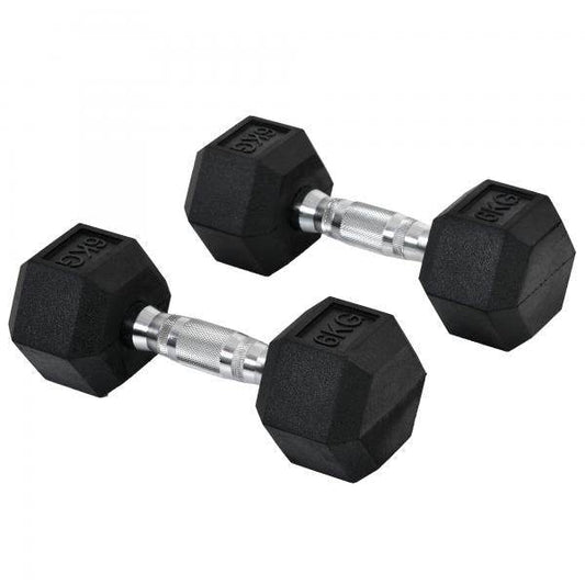 2er-Set Gummi-Hantel Fitness Hantel Kurzhantel Metall Gummi schwarz 6 KG - Palo24
