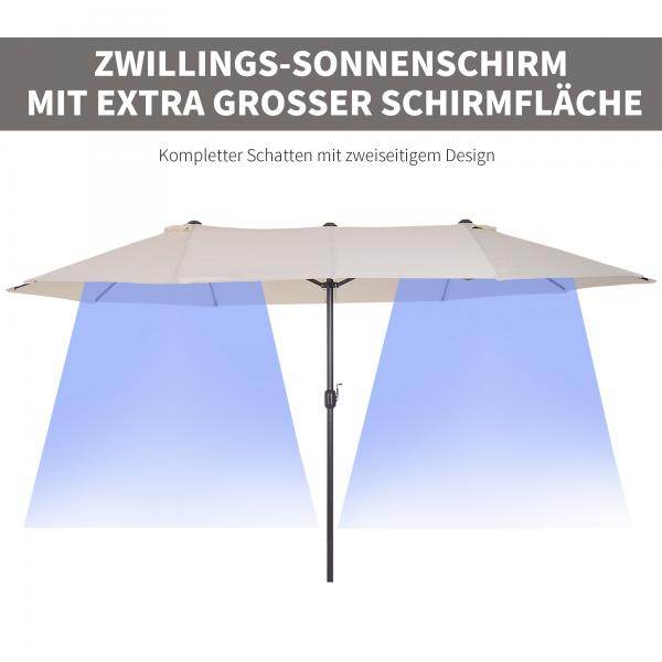 Sonnenschirm mit Handkurbel Oval Metall + Polyester Cremeweiss - Palo24