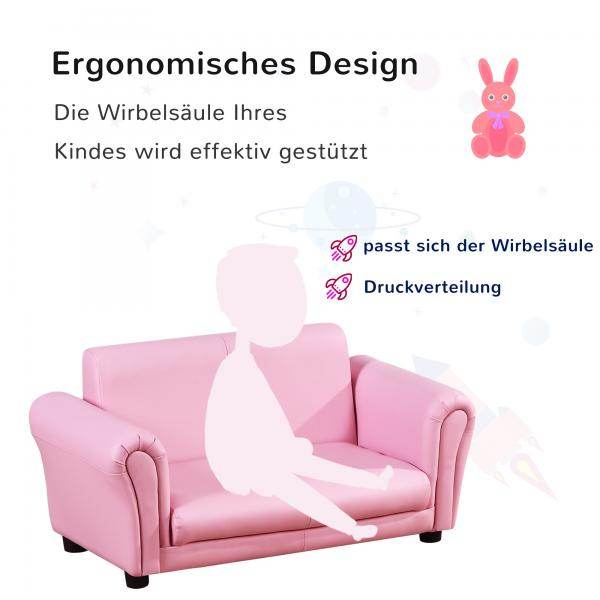 Kindersofa mit Hocker rosa Sessel Kinder Softsofa - Palo24