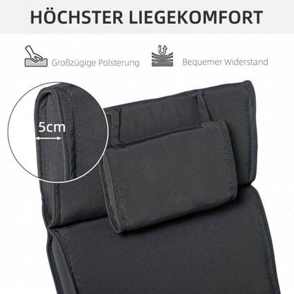 Liegenauflage Liegenpolster Gartenliege mit Kopfkissen abnehmbar Bezug Grau 198 x 53 x 5 cm - Palo24