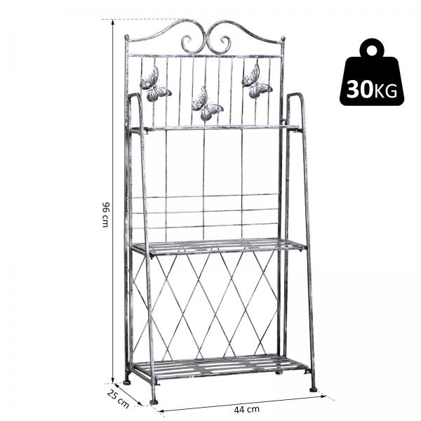 Pflanzregal Blumenregal 3 x Ebene Metall Klappbar Silbergrau - Palo24