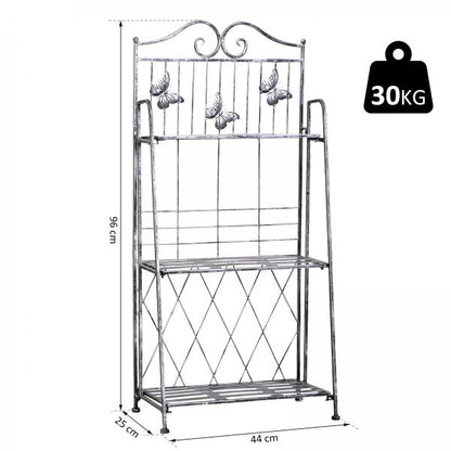 Pflanzregal Blumenregal 3 x Ebene Metall Klappbar Silbergrau - Palo24