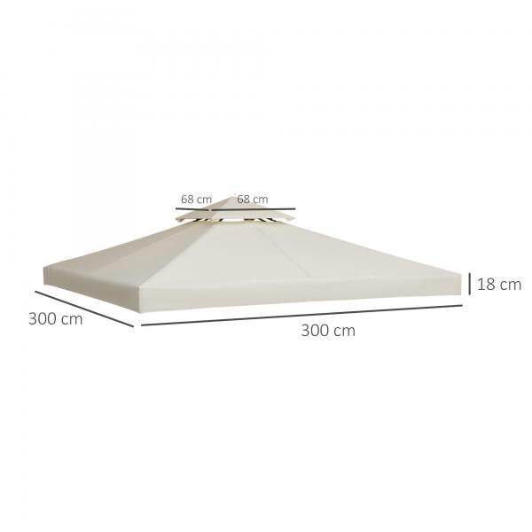 Ersatzdach 3x3m creme Dach für Metallpavillon - Palo24