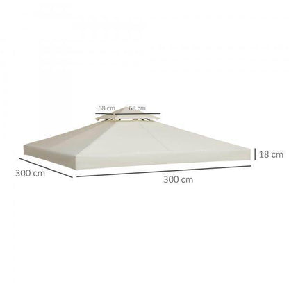 Ersatzdach 3x3m creme Dach für Metallpavillon - Palo24