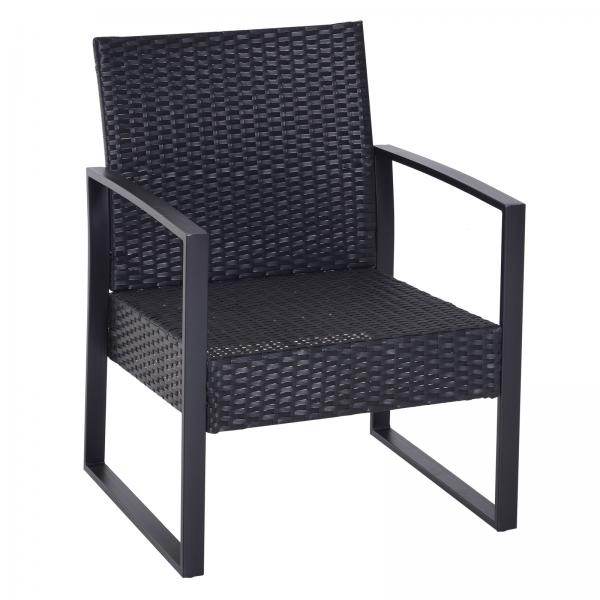 5 tlg Sitzgruppe Polyrattan Gartenset mit Kissen Schwarz - Palo24