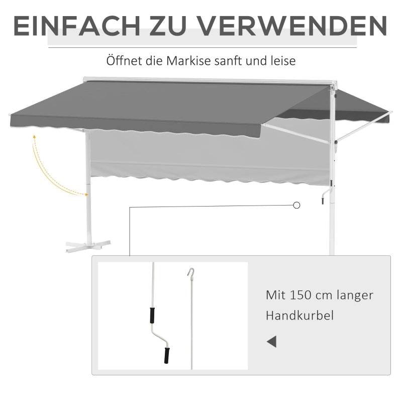 Standmarkise Gartenmarkise mit Faltarm Grau 4,5x3,42m - Palo24