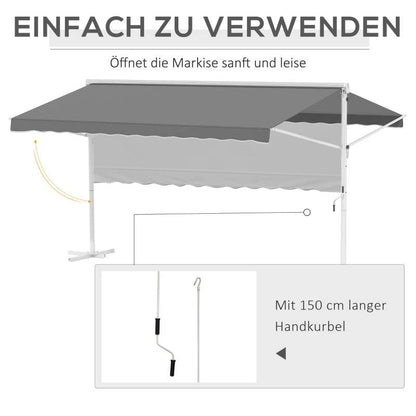 Standmarkise Gartenmarkise mit Faltarm Grau 4,5x3,42m - Palo24