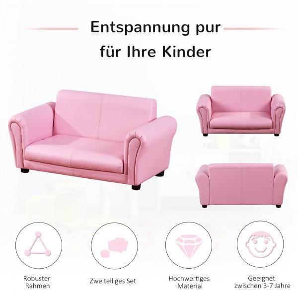 Kindersofa mit Hocker rosa Sessel Kinder Softsofa - Palo24
