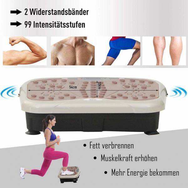 Vibrationsplatte Vibrationstrainer Vibrationsgerät LED-Anzeige USB-Lautsprecher Trainingsbänder Fernbedienung - Palo24