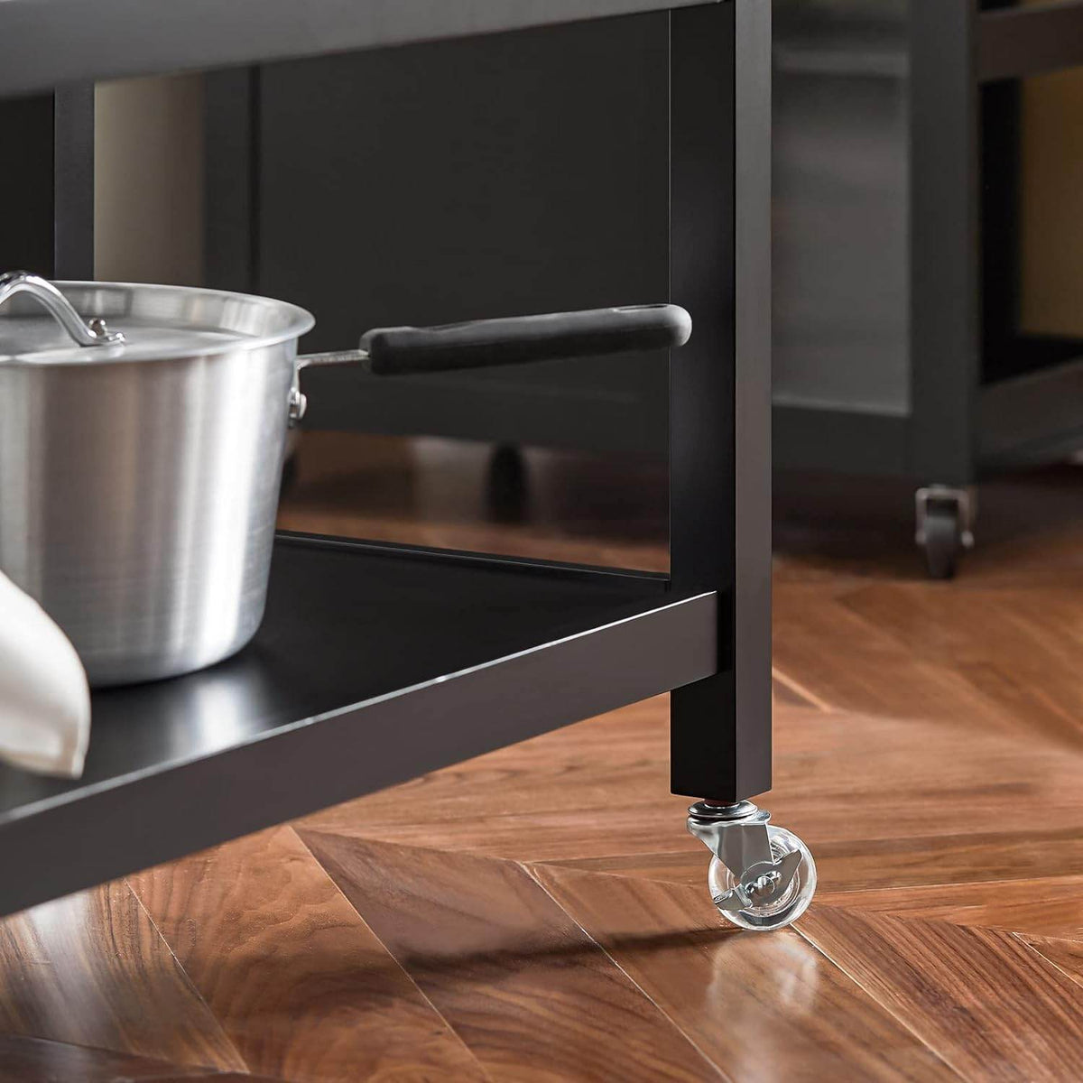 Küchenwagen mit Edelstahlplatte | Sideboard | Servierwagen Schwarz | FKW47-SCH - Palo24