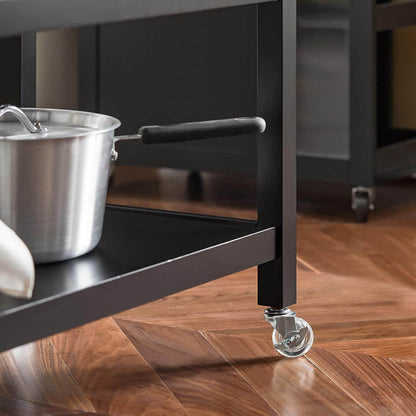Küchenwagen mit Edelstahlplatte | Sideboard | Servierwagen Schwarz | FKW47-SCH - Palo24