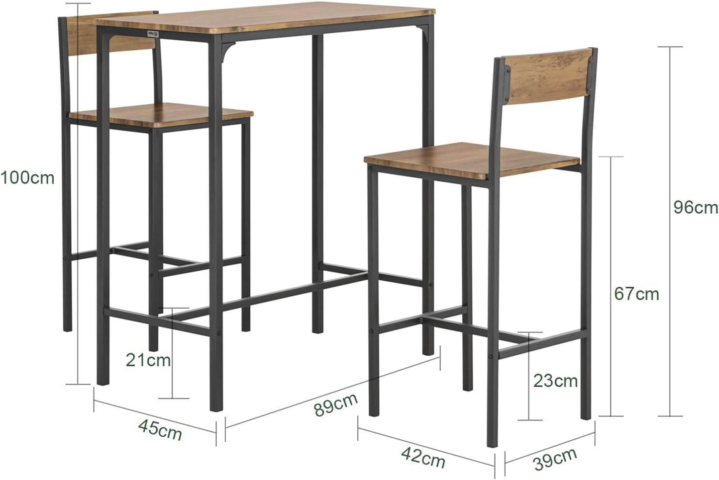 Bartisch mit 2 Hockern | Bartisch set | 3-teilig | OGT03-XL - Palo24