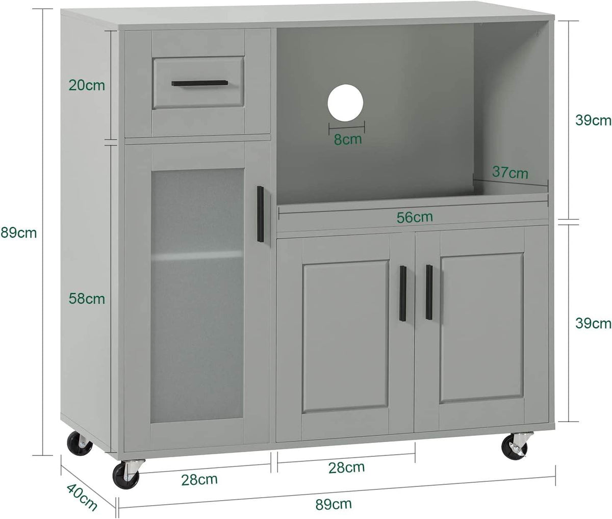 Küchenschrank | Sideboard | Flurschrank | Küchenwagen | FSB78-HG - Palo24