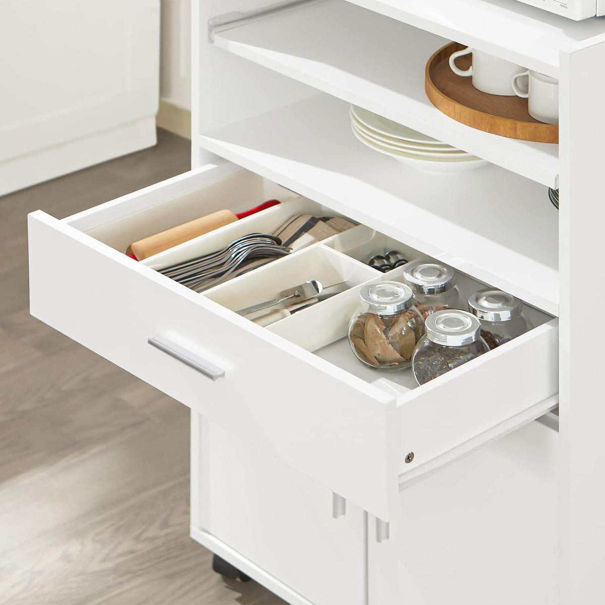 Küchenschrank | Mikrowellenschrank | Rollschrank Weiss FSB09-W - Palo24