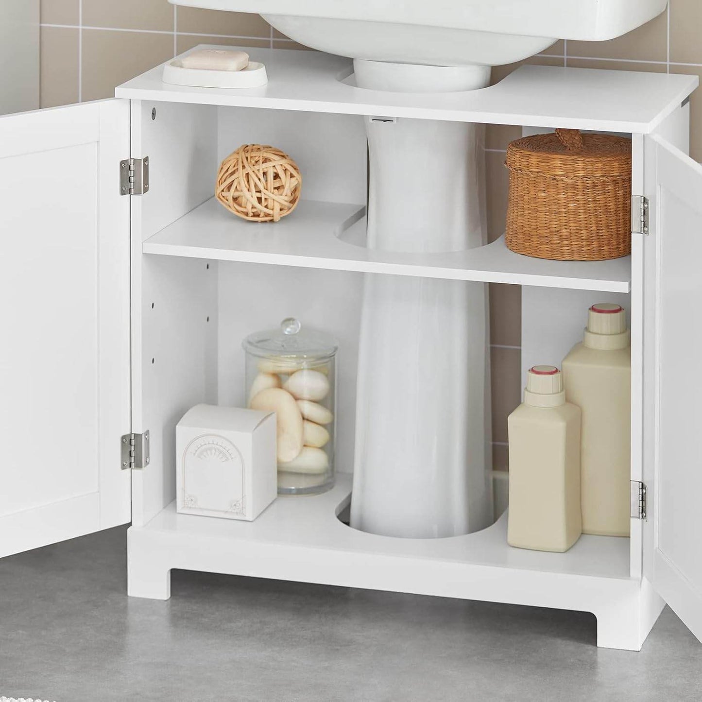 Waschbeckenunterschrank | Badezimmerschrank Weiss Badmöbel | BZR18-II-W - Palo24