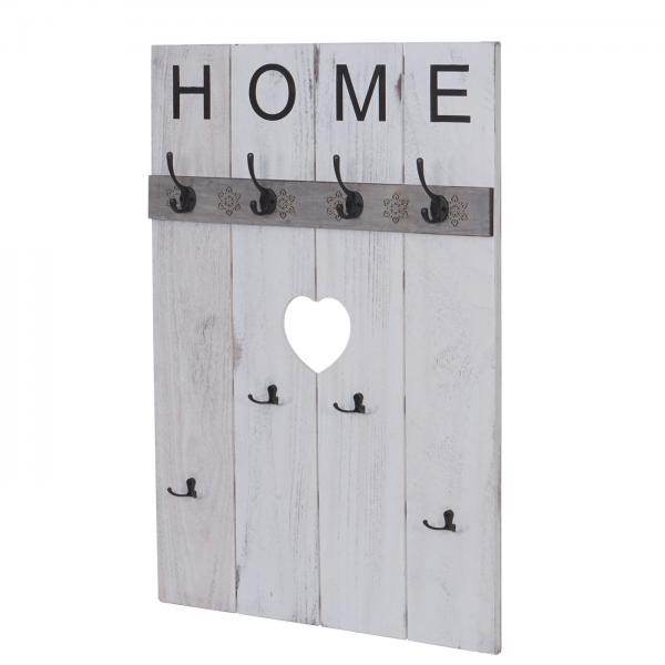 Wandgarderobe Garderobenpaneel Shabby-Look Vintage, 8 Haken 91x60cm ~ weiss, shabby - Palo24