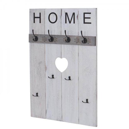 Wandgarderobe Garderobenpaneel Shabby-Look Vintage, 8 Haken 91x60cm ~ weiss, shabby - Palo24