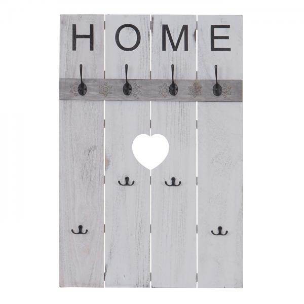 Wandgarderobe Garderobenpaneel Shabby-Look Vintage, 8 Haken 91x60cm ~ weiss, shabby - Palo24