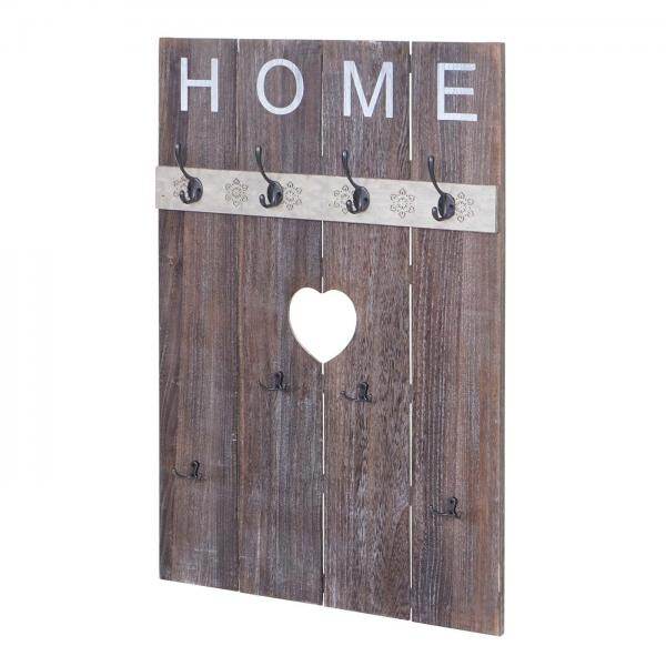 Wandgarderobe Garderobenpaneel Shabby-Look Vintage, 8 Haken 91x60cm ~ braun, shabby - Palo24