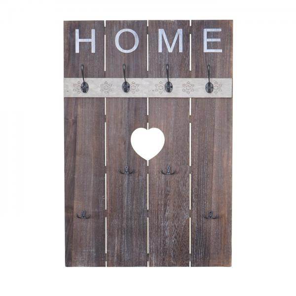 Wandgarderobe Garderobenpaneel Shabby-Look Vintage, 8 Haken 91x60cm ~ braun, shabby - Palo24