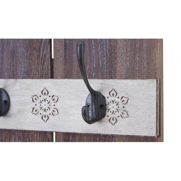 Wandgarderobe Garderobenpaneel Shabby-Look Vintage, 8 Haken 91x60cm ~ braun, shabby - Palo24