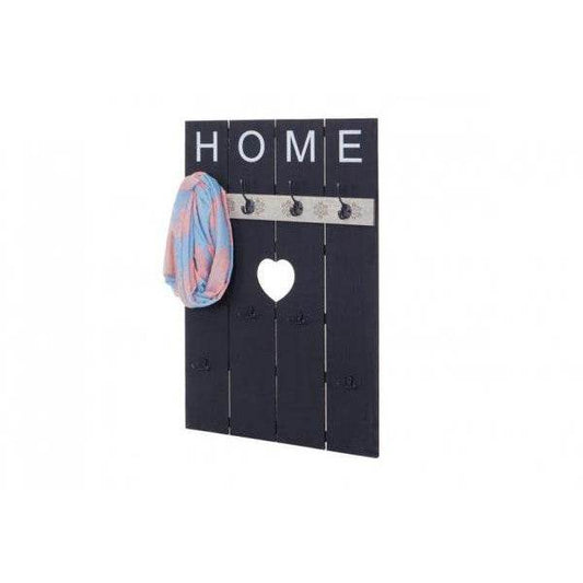 Wandgarderobe Garderobenpaneel Shabby-Look Vintage, 8 Haken 91x60cm ~ dunkelgrau, shabby - Palo24